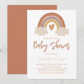 Boho-Wasserfarbe-Regenbogen-Baby-Party Einladung (Vorne/Hinten)