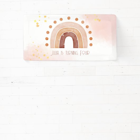 Boho Wasserfarbe Regenbogen Birthday Banner (InSitu)