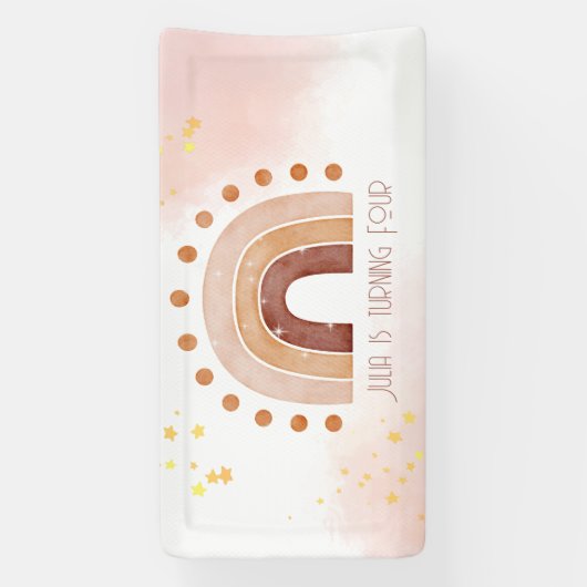 Boho Wasserfarbe Regenbogen Birthday Banner (Vertikal)