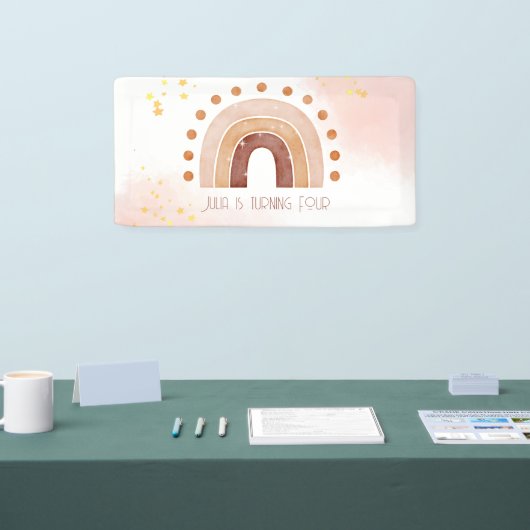 Boho Wasserfarbe Regenbogen Birthday Banner (Messe)