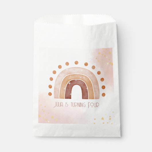 Boho Wasserfarbe Regenbogen Birthday Geschenktütchen (Vorderseite)