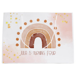 Boho Wasserfarbe Regenbogen Birthday Große Geschenktüte