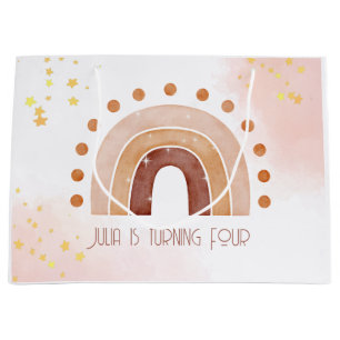 Boho Wasserfarbe Regenbogen Birthday Große Geschenktüte