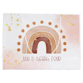 Boho Wasserfarbe Regenbogen Birthday Große Geschenktüte (Rückseite)
