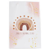 Boho Wasserfarbe Regenbogen Birthday Mittlere Geschenktüte (Vorderseite)