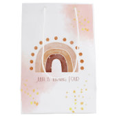 Boho Wasserfarbe Regenbogen Birthday Mittlere Geschenktüte (Rückseite)