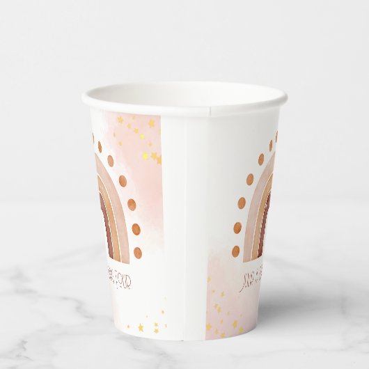 Boho Wasserfarbe Regenbogen Birthday Pappbecher (Rechts)