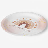 Boho Wasserfarbe Regenbogen Birthday Pappteller (Schrägansicht)