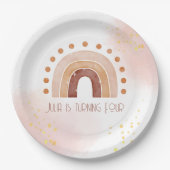 Boho Wasserfarbe Regenbogen Birthday Pappteller (Vorderseite)