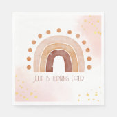 Boho Wasserfarbe Regenbogen Birthday Serviette (Vorderseite)