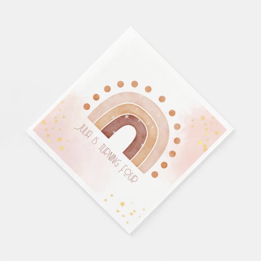 Boho Wasserfarbe Regenbogen Birthday Serviette (Ecke)