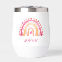 Boho Wasserfarbe Regenbogen in rosa personalisiert
