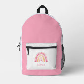 Boho Wasserfarbe Regenbogen in rosa personalisiert Bedruckter Rucksack (Vorderseite)