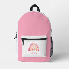 Boho Wasserfarbe Regenbogen in rosa personalisiert Bedruckter Rucksack