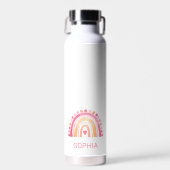 Boho Wasserfarbe Regenbogen in rosa personalisiert Trinkflasche (Vorne)
