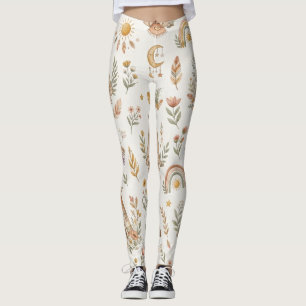 Boho-Wasserfarbe-Regenbogen-Pastell-Blumen-Legging Leggings