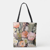 Boho Wasserfarbe Rosa, Pfirsichkaktus, Blüte Tasche (Rückseite)