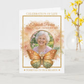 Boho-Wasserfarbe-Schmetterling-Trauerprogramm-Vorl Karte (Gelbe Blume)