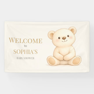Boho-Wasserfarbe-Teddybär-Neutral Banner