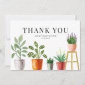 Boho Wasserfarbe Topfpflanzen Kinderdusche Dankeskarte (Vorderseite)