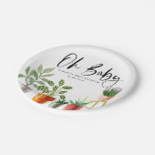 Boho Wasserfarbe Topfpflanzen Kinderdusche Pappteller (Schrägansicht)