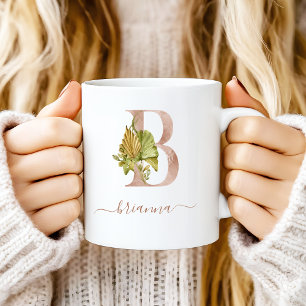 Boho-Wasserfarbe-Tropen-Monogramm Buchstabe "B" Kaffeetasse