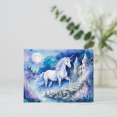 Boho Wasserfarbe verzaubert Weißes Einhorn in der  Postkarte (Stehend Vorderseite)
