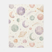 Boho-Wasserfarbe-Weltraum- und Planeten-Nahtloses Fleecedecke (Vorderseite)
