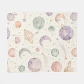 Boho-Wasserfarbe-Weltraum- und Planeten-Nahtloses Fleecedecke (Vorderseite (Horizontal))