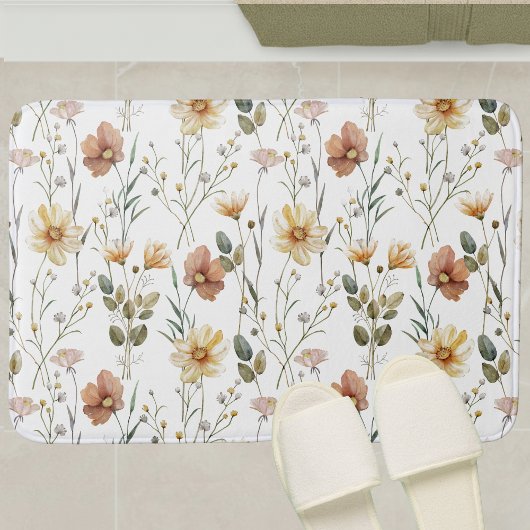 Boho-Wasserfarbe-Wildblume Badematte