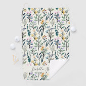 Boho-Wasserfarbe-Wildblume Personalisierter Name Golfhandtuch (Insitu)