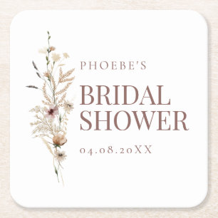 Boho-Wasserfarbe-Wildblumen-Brautjunggesellinnenab Rechteckiger Pappuntersetzer