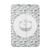 Boho Wasserfarbe Wildblumen Muster Monogramm Name Badematte (Vorderseite Vertikal)