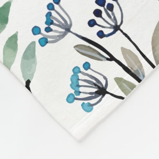 Boho Wasserfarbe Wildblumen Muster Monogramm Name Fleecedecke (Ecke)