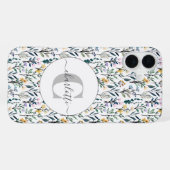 Boho Wasserfarbe Wildblumen Muster Monogramm Name iPhone Hülle (Rückseite (Horizontal))