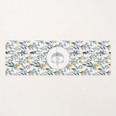 Boho Wasserfarbe Wildblumen Muster Monogramm Name Yogamatte (Vorderseite (Horizontal))