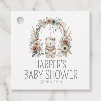 Boho-Wasserfarben-Bär-Baby-Party Geschenkanhänger