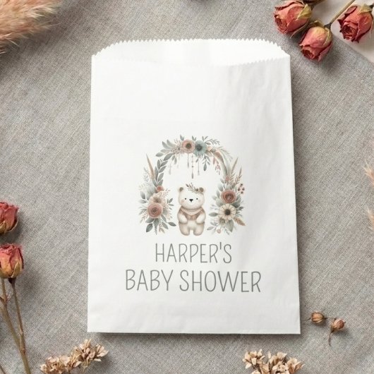 Boho-Wasserfarben-Bär-Baby-Party Geschenktütchen