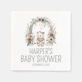 Boho-Wasserfarben-Bär-Baby-Party Serviette (Vorderseite)