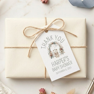 Boho-Wasserfarben-Bär-Baby-Shower-Geschenkanhänger Geschenkanhänger