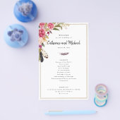 Boho Wasserfarben-Blume + Feathers, Papierprogramm Flyer (Einzeln)