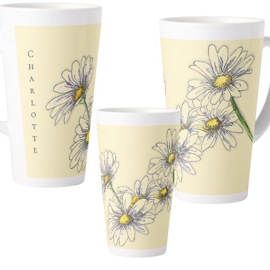 Boho-Wasserfarben-Blumen-Daisy-Weihnachtsgeschenk Milchtasse
