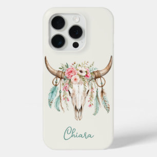 Boho-Wasserfarben-Blumen-Kuh-Schädel Case-Mate iPhone Hülle