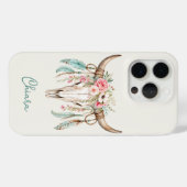 Boho-Wasserfarben-Blumen-Kuh-Schädel Case-Mate iPhone Hülle (Rückseite (Horizontal))