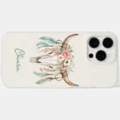 Boho-Wasserfarben-Blumen-Kuh-Schädel Case-Mate iPhone Hülle (Rückseite (Horizontal))