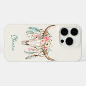 Boho-Wasserfarben-Blumen-Kuh-Schädel Case-Mate iPhone Hülle (Rückseite (Horizontal))