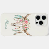 Boho-Wasserfarben-Blumen-Kuh-Schädel Case-Mate iPhone Hülle (Rückseite (Horizontal))