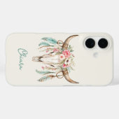 Boho-Wasserfarben-Blumen-Kuh-Schädel Case-Mate iPhone Hülle (Rückseite (Horizontal))