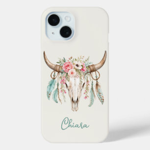 Boho-Wasserfarben-Blumen-Kuh-Schädel Case-Mate iPhone Hülle