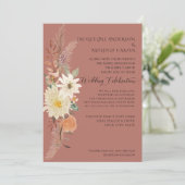 BOHO Wasserfarben Blumenkorb Pampas Grass Fall Ele Einladung (Stehend Vorderseite)